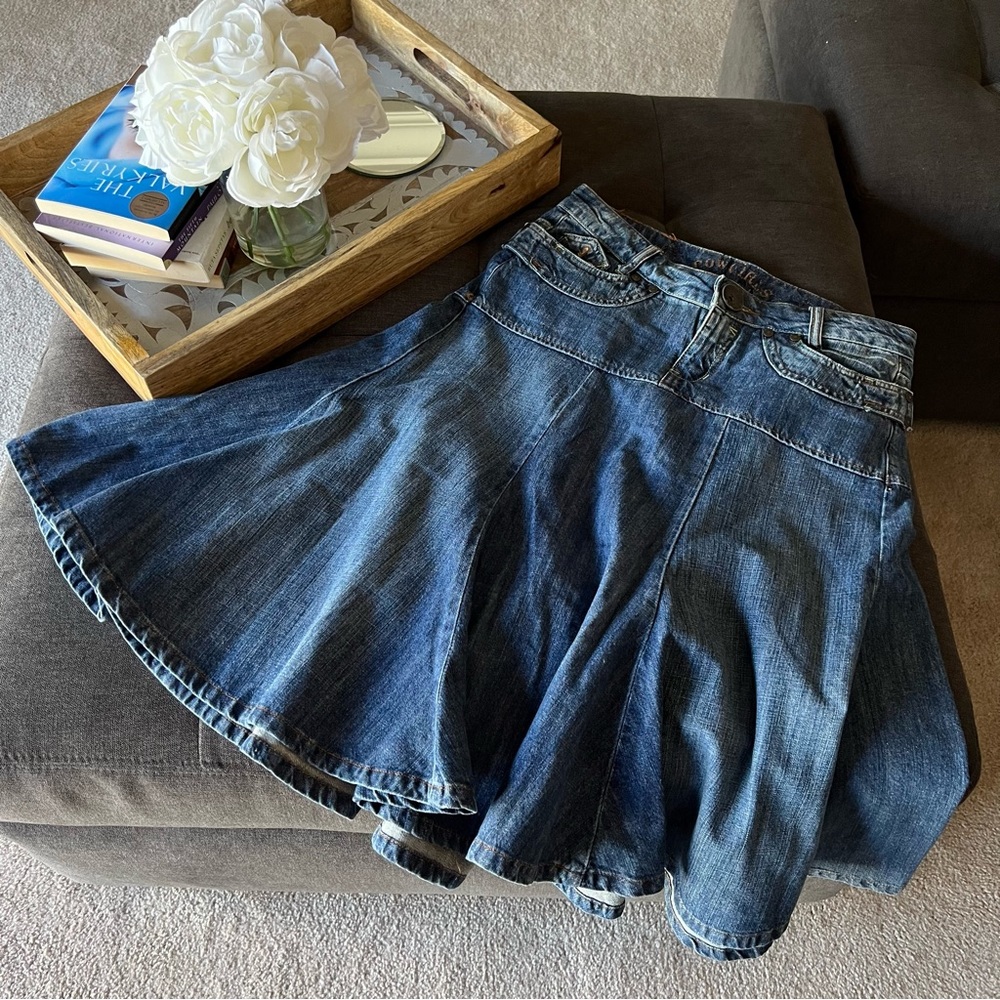 Terranova Western Cowgirl Denim Corcle Skirt from Italy
